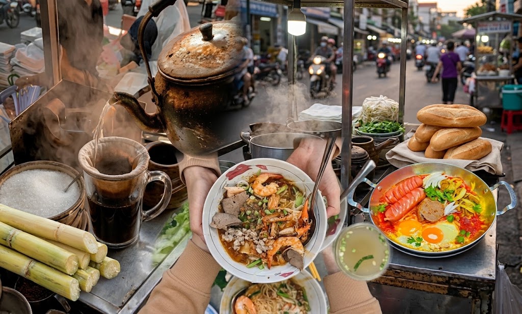 ăn gì ở quận 1 - Thưởng thức ẩm thực đường phố Sài Gòn